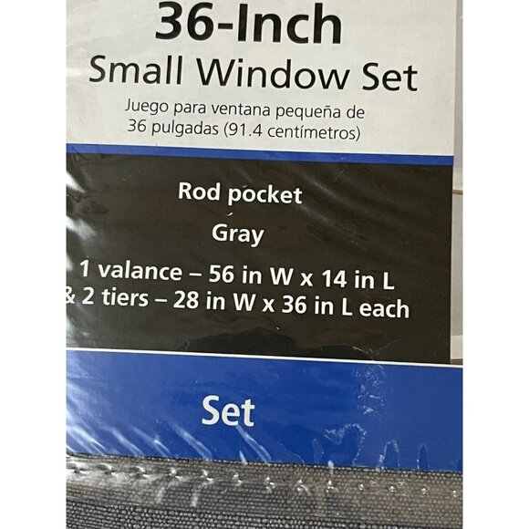 rod pocket valance 56"x 14 & 2 tiers 28" x 36" each small window 3pc set grayX2 - Picture 5 of 9